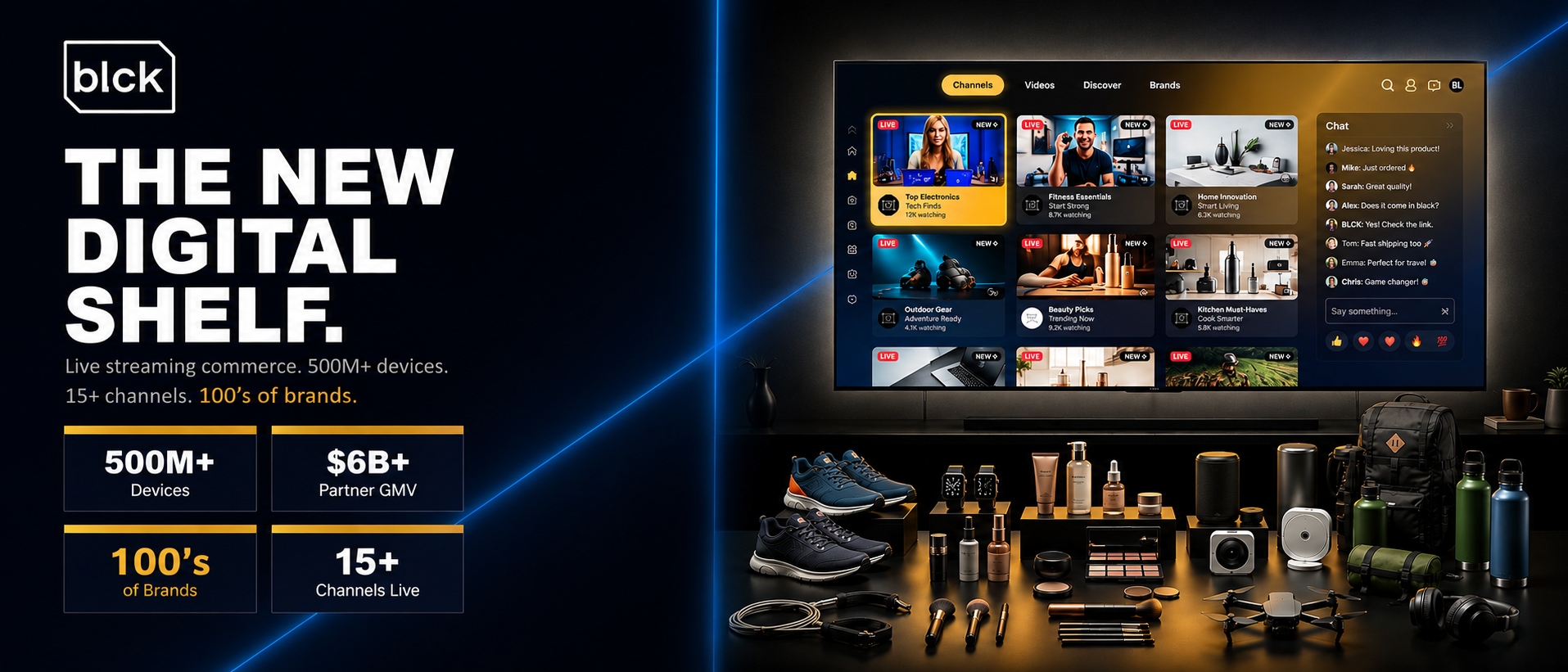BLCK and DPG Distribution partnership banner showcasing omnichannel live shopping and retail solutions.