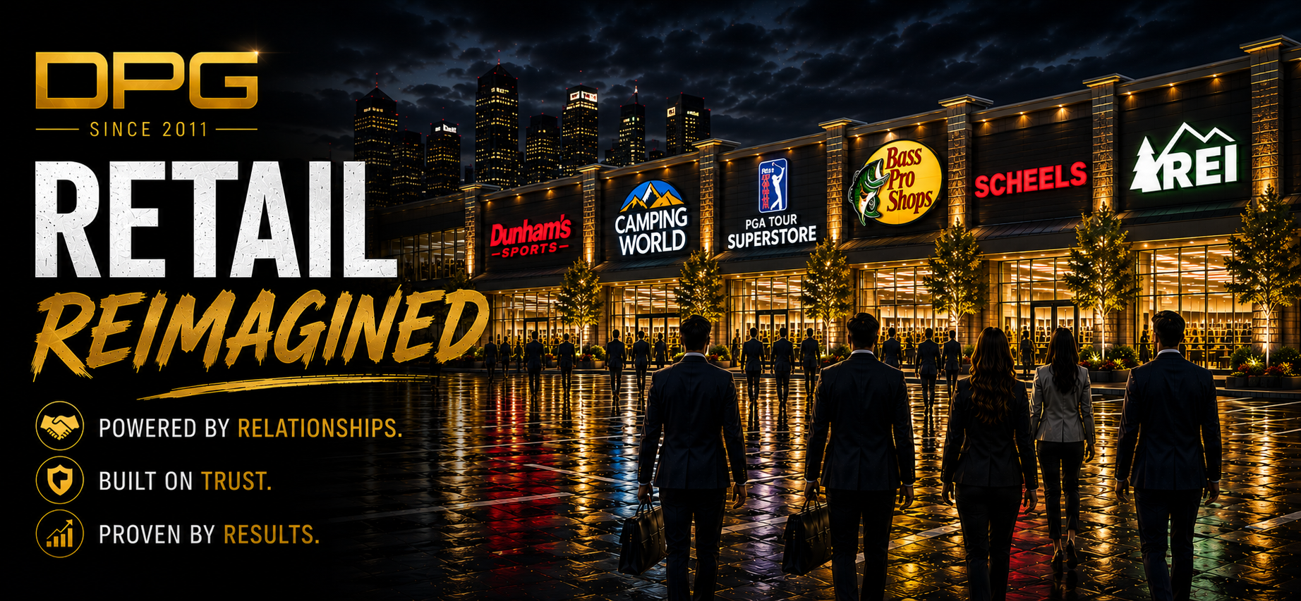 DPG Distribution retail reimagined presentation displaying major retail partnerships and brand growth strategies for modern retail storefronts.