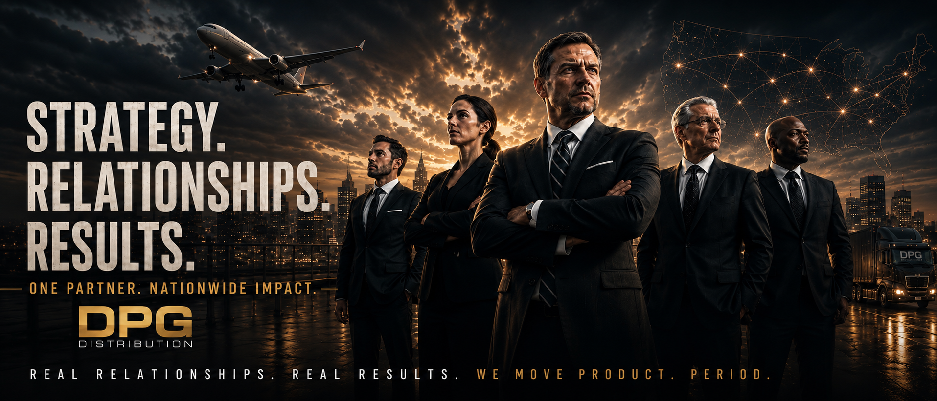 DPG Distribution retail strategy banner emphasizing team relationships and sales results for consumer product brands.