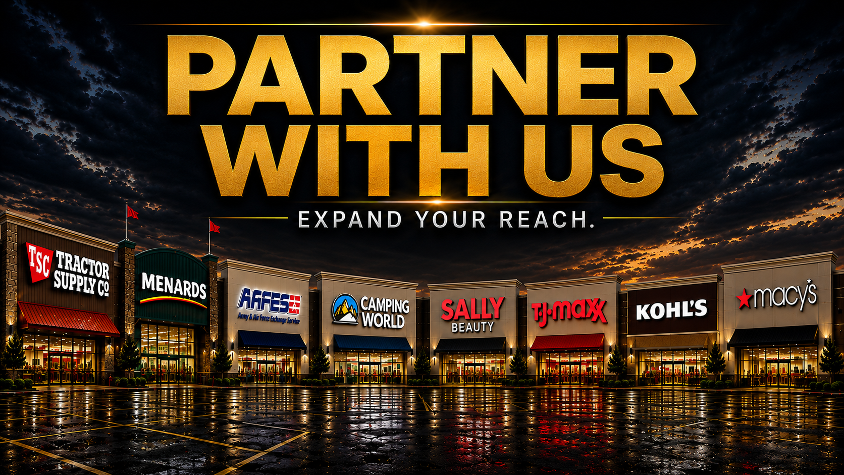 DPG Distribution promotional graphic titled 'Partner With Us' showcasing their national sales representative network for multi-channel retail brand expansion.